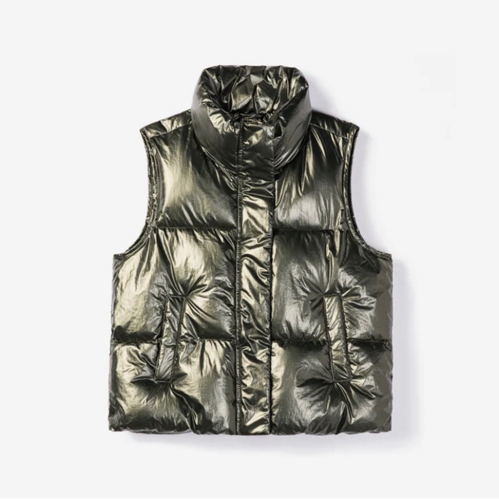 NWT Noize Aurora Metallic Green Puffer Vest Sz. XL (14)